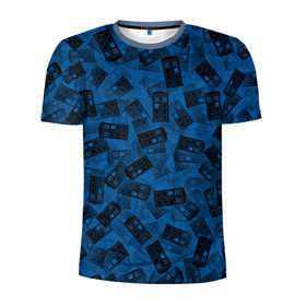 Мужская футболка 3D спортивная с принтом Будки Тардис , 100% полиэстер с улучшенными характеристиками | приталенный силуэт, круглая горловина, широкие плечи, сужается к линии бедра | Тематика изображения на принте: doctor | tardis | who | доктор | кто | машина времени | паттерн | синий | туалет