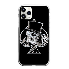 Чехол для iPhone 11 Pro Max матовый с принтом Скелетон , Силикон |  | background | black | card | cylinder | death | game | hat | skeleton | skull | spades | suit | игра | карты | масть | пики | скелет | фон | цилиндр | череп | черный | шляпа