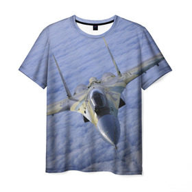 Мужская футболка 3D с принтом Су - 35 , 100% полиэфир | прямой крой, круглый вырез горловины, длина до линии бедер | самолет