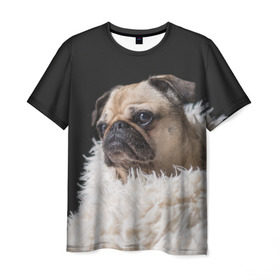 Мужская футболка 3D с принтом Мопс , 100% полиэфир | прямой крой, круглый вырез горловины, длина до линии бедер | Тематика изображения на принте: бульдог | мопс | мопсик | мопсы | пес | песик | песики | собака | собаки | собачка