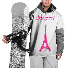 Накидка на куртку 3D с принтом Bonjour , 100% полиэстер |  | Тематика изображения на принте: bonjour | france | hi | paris | the eiffel tower | tourism | башня | париж | привет | туризм | франция | эйфелева