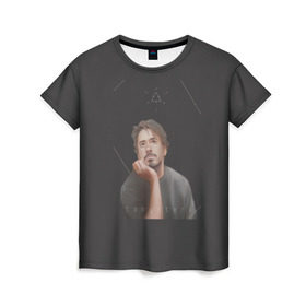 Женская футболка 3D с принтом Tony Stark , 100% полиэфир ( синтетическое хлопкоподобное полотно) | прямой крой, круглый вырез горловины, длина до линии бедер | Тематика изображения на принте: младший | роберт