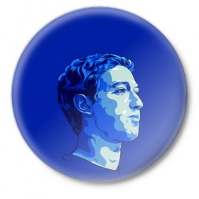 Значок с принтом Цуккерберг ,  металл | круглая форма, металлическая застежка в виде булавки | facebook | mark zuckerberg | марк цуккерберг | фейсбук