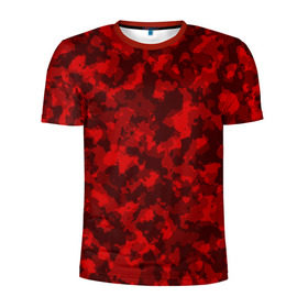 Мужская футболка 3D спортивная с принтом Красный камуфляж , 100% полиэстер с улучшенными характеристиками | приталенный силуэт, круглая горловина, широкие плечи, сужается к линии бедра | милитари