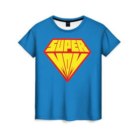Женская футболка 3D с принтом Супермама , 100% полиэфир ( синтетическое хлопкоподобное полотно) | прямой крой, круглый вырез горловины, длина до линии бедер | мама