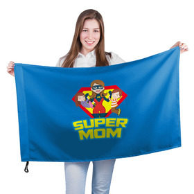 Флаг 3D с принтом Супермама , 100% полиэстер | плотность ткани — 95 г/м2, размер — 67 х 109 см. Принт наносится с одной стороны | мама