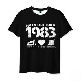 Мужская футболка 3D с принтом Дата выпуска 1983 , 100% полиэфир | прямой крой, круглый вырез горловины, длина до линии бедер | 1983 | год рождения | дата выпуска