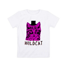 Детская футболка хлопок с принтом wildcat , 100% хлопок | круглый вырез горловины, полуприлегающий силуэт, длина до линии бедер | Тематика изображения на принте: cat | gta | gtaonline | wildcat | кот