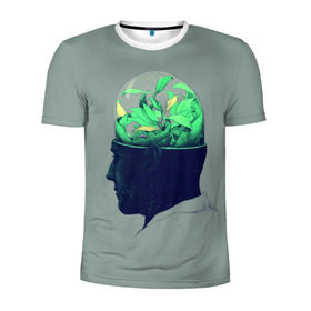 Мужская футболка 3D спортивная с принтом Голова горшок , 100% полиэстер с улучшенными характеристиками | приталенный силуэт, круглая горловина, широкие плечи, сужается к линии бедра | голова | горшок | колба | стекло | цветок | человек