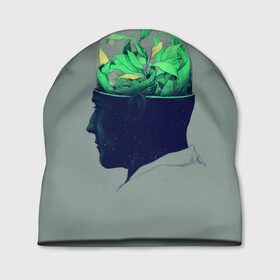 Шапка 3D с принтом Голова горшок , 100% полиэстер | универсальный размер, печать по всей поверхности изделия | голова | горшок | колба | стекло | цветок | человек