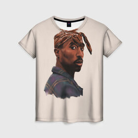 Женская футболка 3D с принтом Tupac , 100% полиэфир ( синтетическое хлопкоподобное полотно) | прямой крой, круглый вырез горловины, длина до линии бедер | 2pac | rap | shakur | tupac | рэп | тупак | шакур