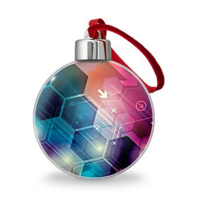 Ёлочный шар с принтом Hi-tech , Пластик | Диаметр: 77 мм | Тематика изображения на принте: html | коды | нано | программный код | синий | хайтек