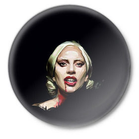 Значок с принтом Леди Гага ,  металл | круглая форма, металлическая застежка в виде булавки | lady gaga | леди гага