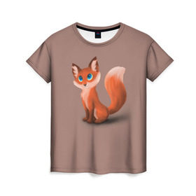 Женская футболка 3D с принтом Paint , 100% полиэфир ( синтетическое хлопкоподобное полотно) | прямой крой, круглый вырез горловины, длина до линии бедер | fox | red | лиса | лисенок | рыжая