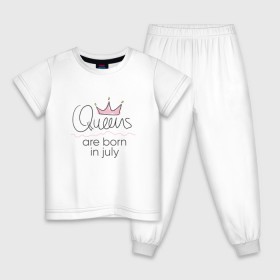 Детская пижама хлопок с принтом Королевы рождаются в июле , 100% хлопок |  брюки и футболка прямого кроя, без карманов, на брюках мягкая резинка на поясе и по низу штанин
 | queen july