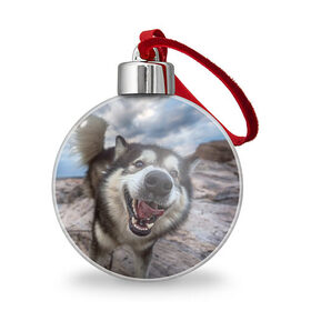 Ёлочный шар с принтом Smile , Пластик | Диаметр: 77 мм | Тематика изображения на принте: dog | лабрадор | мопс | пес | собака | такса | хаски | щеночек