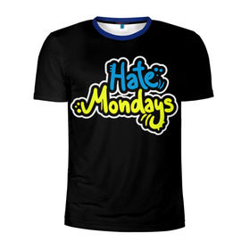 Мужская футболка 3D спортивная с принтом Ненавижу понедельники! , 100% полиэстер с улучшенными характеристиками | приталенный силуэт, круглая горловина, широкие плечи, сужается к линии бедра | Тематика изображения на принте: hate monday | светящиеся | флуоресцентный | флюр | флюровый