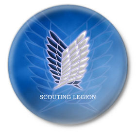 Значок с принтом Scouting Legion ,  металл | круглая форма, металлическая застежка в виде булавки | Тематика изображения на принте: attack on titan | wings | атака титанов | крылья свободы
