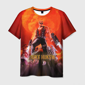 Мужская футболка 3D с принтом Duke Nukem , 100% полиэфир | прямой крой, круглый вырез горловины, длина до линии бедер | брутальный | взрыв | дюк нюмем | мужик | огонь | радиация | ядерный