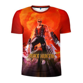 Мужская футболка 3D спортивная с принтом Duke Nukem , 100% полиэстер с улучшенными характеристиками | приталенный силуэт, круглая горловина, широкие плечи, сужается к линии бедра | брутальный | взрыв | дюк нюмем | мужик | огонь | радиация | ядерный