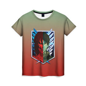 Женская футболка 3D с принтом Атака Титанов , 100% полиэфир ( синтетическое хлопкоподобное полотно) | прямой крой, круглый вырез горловины, длина до линии бедер | attack on titan | армин | вторжение гигантов | крылья свободы | эрен