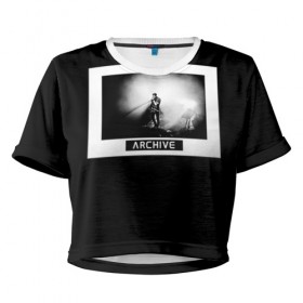 Женская футболка 3D укороченная с принтом ARCHIVE , 100% полиэстер | круглая горловина, длина футболки до линии талии, рукава с отворотами | 