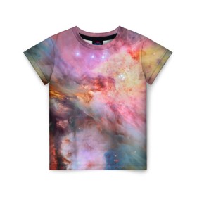 Детская футболка 3D с принтом Светящаяся туманность , 100% гипоаллергенный полиэфир | прямой крой, круглый вырез горловины, длина до линии бедер, чуть спущенное плечо, ткань немного тянется | m 42 | вселенная | галактика | звезды | космос | свет | туманность ориона | цвет