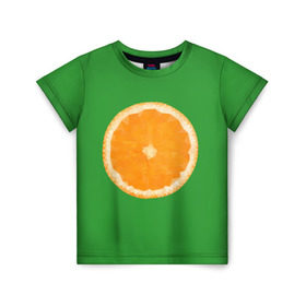 Детская футболка 3D с принтом Низкополигональный апельсин , 100% гипоаллергенный полиэфир | прямой крой, круглый вырез горловины, длина до линии бедер, чуть спущенное плечо, ткань немного тянется | lowpoly | polygonal | апельсин | зеленый | оранджевый | полигон | полигональный | полигоны | яркий
