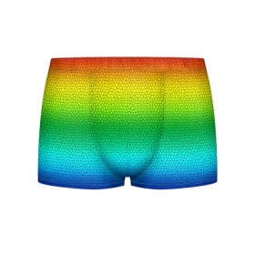 Мужские трусы 3D с принтом Радуга (Витражный Градиент) , 50% хлопок, 50% полиэстер | классическая посадка, на поясе мягкая тканевая резинка | Тематика изображения на принте: gradient | rainbow | витраж | градиент | радуга