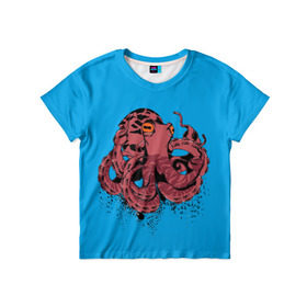 Детская футболка 3D с принтом Осьминог , 100% гипоаллергенный полиэфир | прямой крой, круглый вырез горловины, длина до линии бедер, чуть спущенное плечо, ткань немного тянется | la piovra | octopus | кальмар | лапиовра | морепродукт | морской гад | октопус | осьминог | спрут