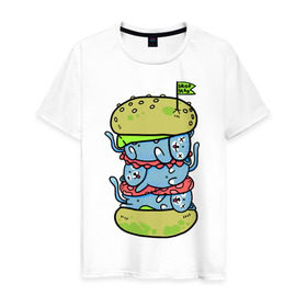 Мужская футболка хлопок с принтом drop dead , 100% хлопок | прямой крой, круглый вырез горловины, длина до линии бедер, слегка спущенное плечо. | Тематика изображения на принте: burger | cat | citty | hamburger | бургер | гамбургер | кот | кошка