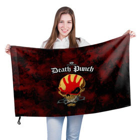 Флаг 3D с принтом Five Finger Death Punch 4 , 100% полиэстер | плотность ткани — 95 г/м2, размер — 67 х 109 см. Принт наносится с одной стороны | 5fdp | ffdp | five finger death punch