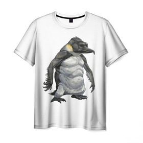 Мужская футболка 3D с принтом Пингвинопитек , 100% полиэфир | прямой крой, круглый вырез горловины, длина до линии бедер | Тематика изображения на принте: лженаука | пингвин