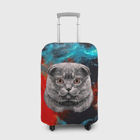 Чехол для чемодана 3D с принтом Космический кот , 86% полиэфир, 14% спандекс | двустороннее нанесение принта, прорези для ручек и колес | Тематика изображения на принте: 3d | cat | арт | взгляд | кот | кот хипстер | котёнок | котятки | котятушки | кошечки | кошка | мордочка