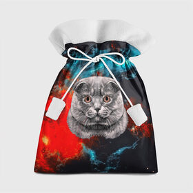 Подарочный 3D мешок с принтом Космический кот , 100% полиэстер | Размер: 29*39 см | 3d | cat | арт | взгляд | кот | кот хипстер | котёнок | котятки | котятушки | кошечки | кошка | мордочка