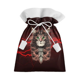 Подарочный 3D мешок с принтом Electro cat , 100% полиэстер | Размер: 29*39 см | cat | взгляд | кот | кот хипстер | котёнок | котятки | кошка | молния | мордочка | разряд | электричество