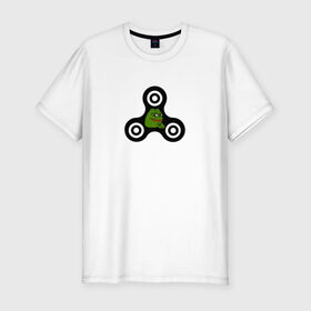 Мужская футболка премиум с принтом Frog spinner , 92% хлопок, 8% лайкра | приталенный силуэт, круглый вырез ворота, длина до линии бедра, короткий рукав | pepe | spinner | антиспиннер | вейп | вейпер | вертушка | лягушка | мем | пепе | спиннер