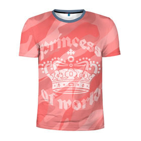 Мужская футболка 3D спортивная с принтом Принцесса #1 , 100% полиэстер с улучшенными характеристиками | приталенный силуэт, круглая горловина, широкие плечи, сужается к линии бедра | Тематика изображения на принте: камо | камуфляж | королева | корона | номер | один | розовый