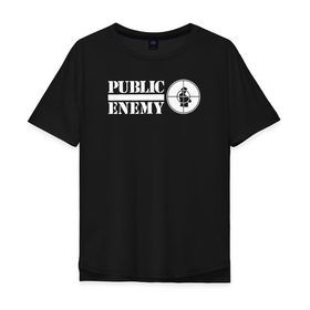 Мужская футболка хлопок Oversize с принтом Паблик Энеми , 100% хлопок | свободный крой, круглый ворот, “спинка” длиннее передней части | public enemy