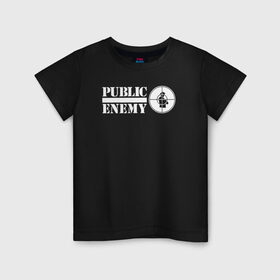 Детская футболка хлопок с принтом Паблик Энеми , 100% хлопок | круглый вырез горловины, полуприлегающий силуэт, длина до линии бедер | public enemy