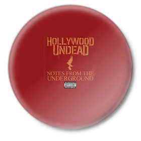 Значок с принтом Hollywood Undead 8 ,  металл | круглая форма, металлическая застежка в виде булавки | Тематика изображения на принте: hollywood undead | голливудская нежить