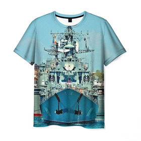 Мужская футболка 3D с принтом Сторожевой корабль , 100% полиэфир | прямой крой, круглый вырез горловины, длина до линии бедер | 3d | море | севастополь | сторожевой корабль | судно | черноморский флот