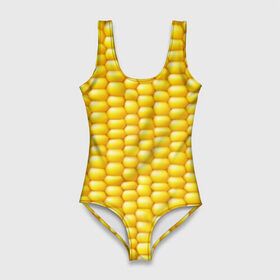 Купальник-боди 3D с принтом Сладкая вареная кукуруза , 82% полиэстер, 18% эластан | Круглая горловина, круглый вырез на спине | еда | кукуруза