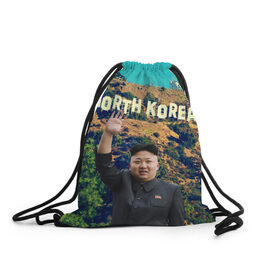 Рюкзак-мешок 3D с принтом NORTH KOREA , 100% полиэстер | плотность ткани — 200 г/м2, размер — 35 х 45 см; лямки — толстые шнурки, застежка на шнуровке, без карманов и подкладки | hollywood | kim jong un | north korea | ким чен ын | северная корея