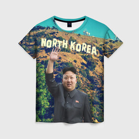 Женская футболка 3D с принтом NORTH KOREA , 100% полиэфир ( синтетическое хлопкоподобное полотно) | прямой крой, круглый вырез горловины, длина до линии бедер | hollywood | kim jong un | north korea | ким чен ын | северная корея