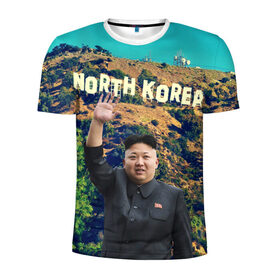 Мужская футболка 3D спортивная с принтом NORTH KOREA , 100% полиэстер с улучшенными характеристиками | приталенный силуэт, круглая горловина, широкие плечи, сужается к линии бедра | hollywood | kim jong un | north korea | ким чен ын | северная корея