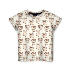 Детская футболка 3D с принтом Стикеры котик , 100% гипоаллергенный полиэфир | прямой крой, круглый вырез горловины, длина до линии бедер, чуть спущенное плечо, ткань немного тянется | vk | вк | вконтакте | кот | котик | стикеры