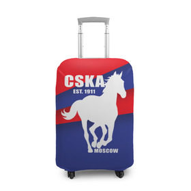 Чехол для чемодана 3D с принтом CSKA est. 1911 , 86% полиэфир, 14% спандекс | двустороннее нанесение принта, прорези для ручек и колес | Тематика изображения на принте: армейцы | болельщик | кони | красно синие | фанат | футбол | футболист | цска