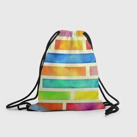 Рюкзак-мешок 3D с принтом Bricks Watercolor , 100% полиэстер | плотность ткани — 200 г/м2, размер — 35 х 45 см; лямки — толстые шнурки, застежка на шнуровке, без карманов и подкладки | 3d | watercolor | кирпичики | клетка | радуга | текстуры | цветные линии