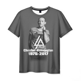 Мужская футболка 3D с принтом Честер Беннингтон , 100% полиэфир | прямой крой, круглый вырез горловины, длина до линии бедер | bennington | chester | linkin | park | rip | беннингтон | честер